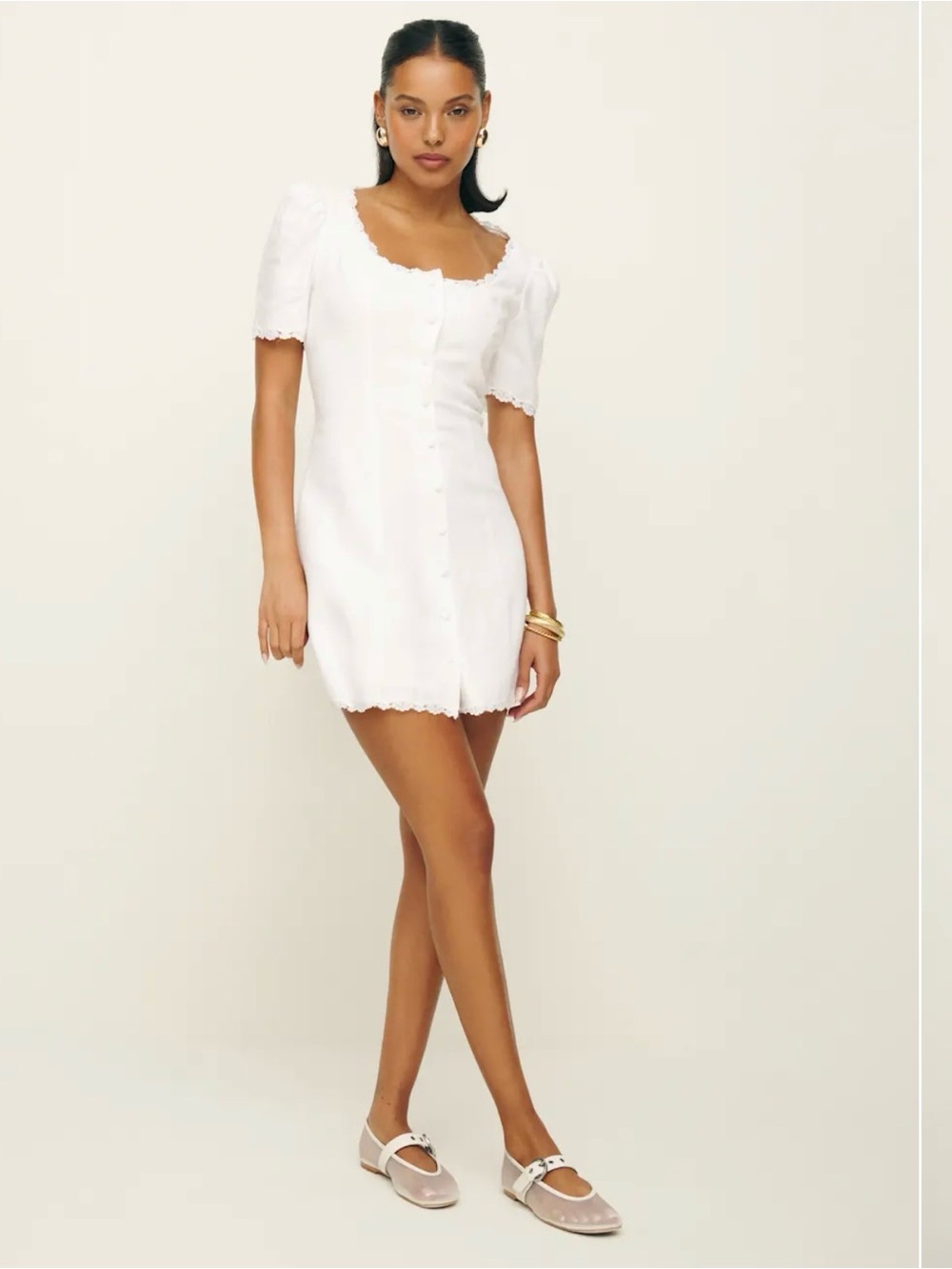 Reformation Anabella Linen Dress Ivory - Size 6